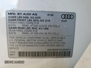 2020 Audi Q5 Premium Plus with VIN WA1BNAFY0L2058271, listed as a Copart auction lot 42160375 with 47,150 mi miles and Salvage Title. Bid and sale history available at carsss.com. Image 13.