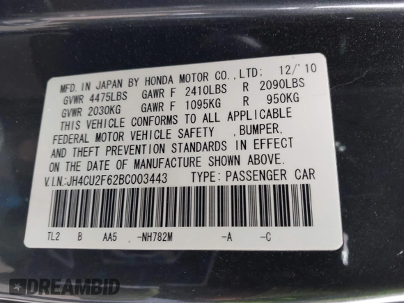 2011 Acura TSX с VIN JH4CU2F62BC003443, выставлен на аукционе IAAI как лот 42039684 с пробегом 143 464 миль миль и . История ставок и продаж доступна на DreamBid. Изображение 9.