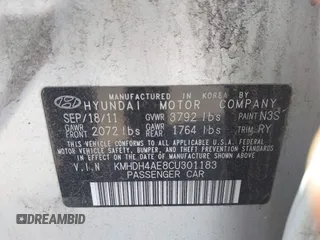 2012 Hyundai Elantra GLS с VIN KMHDH4AE8CU301183, выставлен на аукционе IAAI как лот 42363244 с пробегом 174 877 миль миль и . История ставок и продаж доступна на DreamBid. Изображение 9.