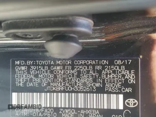 2017 Toyota Prius Two with VIN JTDKBRFU0H3052613, listed as a Copart auction lot 56436305 with 38,657 mi miles and Salvage Title. Bid and sale history available at DreamBid. Image 12.