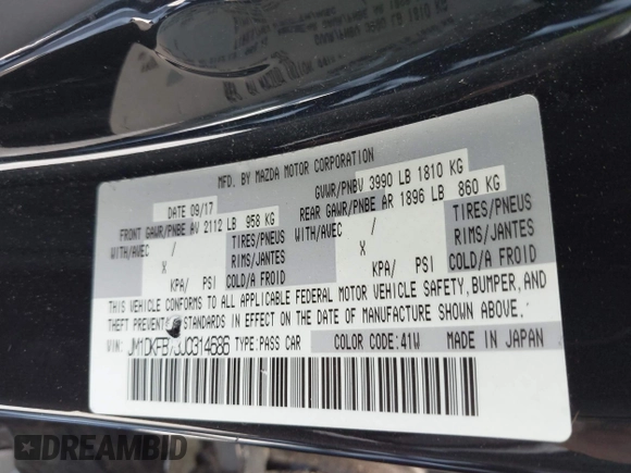 2018 Mazda CX-3 Sport z VIN JM1DKFB73J0314686, wystawiony jako IAAI lot #42132723 z przebiegiem Nie podano mil oraz . Historia ofert i sprzedaży dostępna na DreamBid. Obrazek 9.