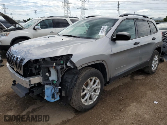 2016 Jeep Cherokee Sport with VIN 1C4PJMAB4GW203807, listed as a Copart auction lot 61429655 with 96,128 mi miles and Salvage title. Bid and sale history available at DreamBid. Image 1.
