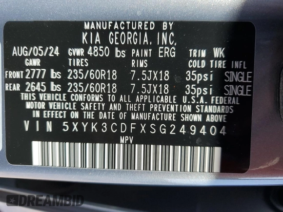 2025 Kia Sportage EX with VIN 5XYK3CDFXSG249404, listed as a Copart auction lot 78499044 with 1,504 mi miles and Salvage Title. Bid and sale history available at carsss.com. Image 16.