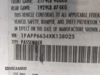 1999 Ford Contour SE с VIN 1FAFP6634XK138025, выставлен на аукционе IAAI как лот 42436185 с пробегом 90 226 миль миль и . История ставок и продаж доступна на DreamBid. Изображение 9.