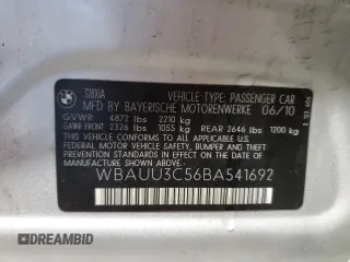 2011 BMW 3 Series 328i xDrive with VIN WBAUU3C56BA541692, listed as a Copart auction lot 44455995 with Not Provided miles and Salvage Title. Bid and sale history available at DreamBid. Image 12.