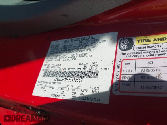 2009 Ford Mustang with VIN 1ZVHT84N795112662, listed as a IAAI auction lot 42322437 with Not provided miles and . Bid and sale history available at DreamBid. Image 9.