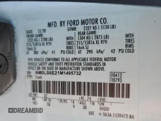 2021 Ford Transit Connect XL z VIN NM0LS6E21M1495732, wystawiony jako Copart lot #46283085 z przebiegiem 183 221 mil mil oraz Czysty tytuł • Clean title. Historia ofert i sprzedaży dostępna na DreamBid. Obrazek 13.