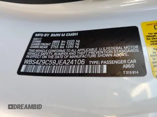 2018 BMW M4 with VIN WBS4Z9C59JEA24106, listed as a Copart auction lot 86923274 with 24,235 mi miles and Salvage title. Bid and sale history available at DreamBid. Image 13.