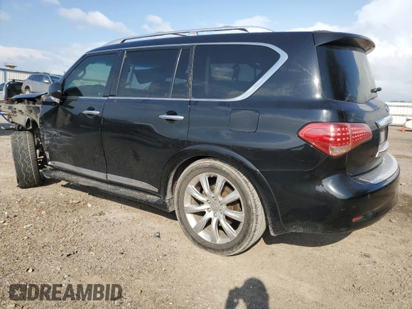 2012 Infiniti QX56 8-passenger with VIN JN8AZ2ND0C9715849, listed as a Copart auction lot 76386714 with 215,768 mi miles and Salvage Title. Bid and sale history available at carsss.com. Image 2.