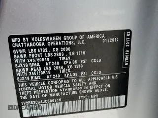 2018 Volkswagen Atlas Launch Edition with VIN 1V2BR2CA4JC500319, listed as a Copart auction lot 55771225 with 76,511 mi miles and Salvage title. Bid and sale history available at DreamBid. Image 13.