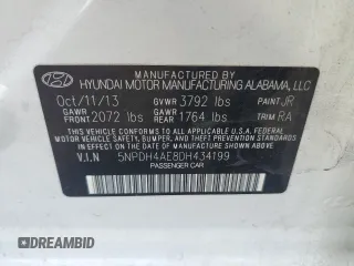 2013 Hyundai Elantra GLS with VIN 5NPDH4AE8DH434199, listed as a Copart auction lot 64002625 with 233,546 mi miles and Salvage title. Bid and sale history available at DreamBid. Image 12.