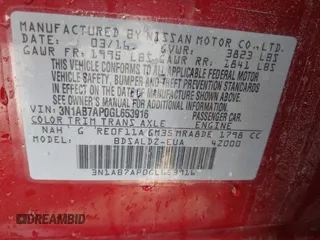 2016 Nissan Sentra SV with VIN 3N1AB7AP0GL653916, listed as a IAAI auction lot 41942925 with 198,632 mi miles and . Bid and sale history available at DreamBid. Image 9.
