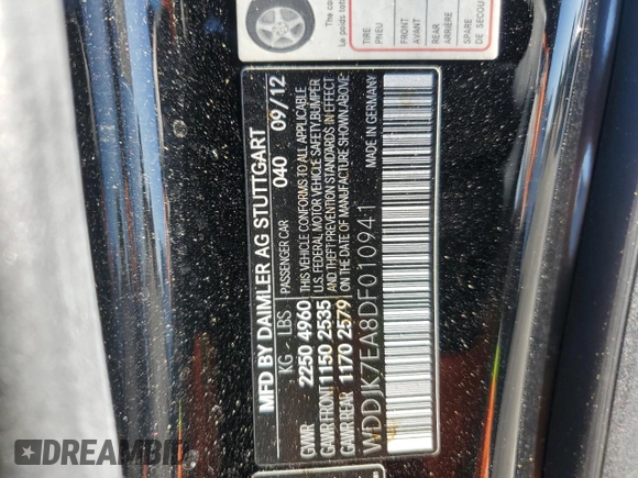 2013 Mercedes-Benz SL 63 AMG with VIN WDDJK7EA8DF010941, listed as a Copart auction lot 84405294 with 11,145 mi miles and Salvage title. Bid and sale history available at DreamBid. Image 12.