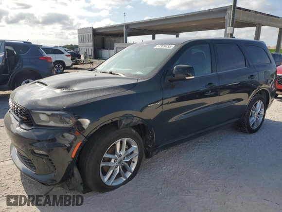 2021 Dodge Durango R/T z VIN 1C4SDHCTXMC693309, wystawiony jako Copart lot #57399455 z przebiegiem 115 053 mil mil oraz Szkoda całkowita • Salvage title. Historia ofert i sprzedaży dostępna na DreamBid. Obrazek 1.