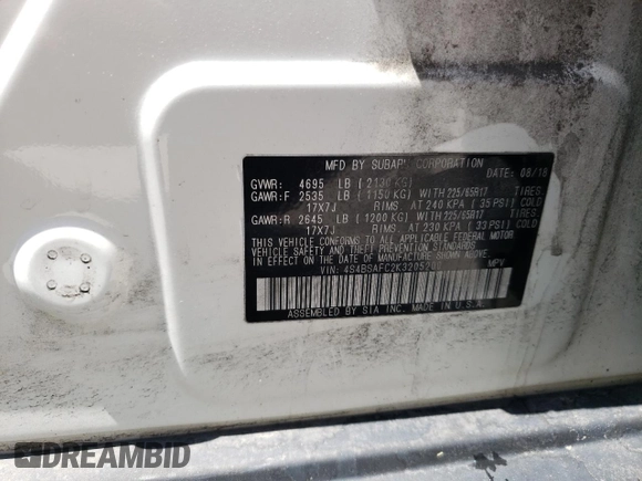 2019 Subaru Outback Premium with VIN 4S4BSAFC2K3205200, listed as a Copart auction lot 58870045 with 96,448 mi miles and Salvage title. Bid and sale history available at DreamBid. Image 13.