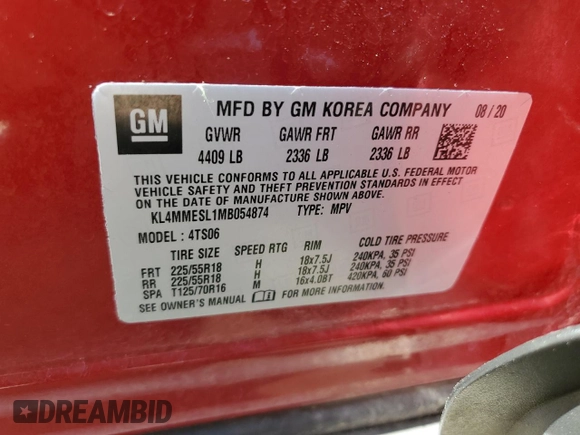2021 Buick Encore GX Select z VIN KL4MMESL1MB054874, wystawiony jako Copart lot #54382095 z przebiegiem 89 650 mil mil oraz Szkoda całkowita • Salvage title. Historia ofert i sprzedaży dostępna na DreamBid. Obrazek 13.