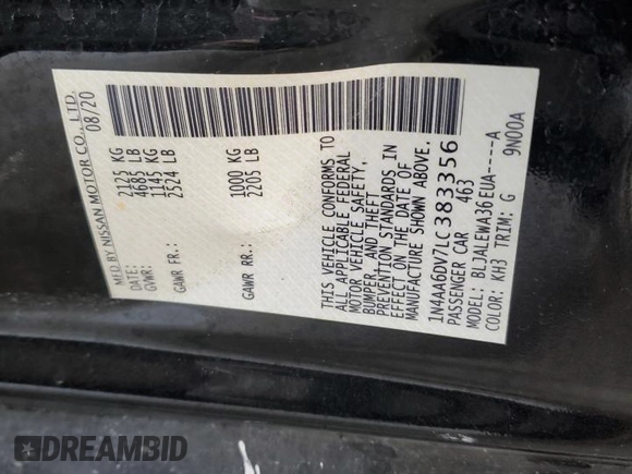 2020 Nissan Maxima SL z VIN 1N4AA6DV7LC383356, wystawiony jako Copart lot #42781725 z przebiegiem 29 478 mil mil oraz Szkoda całkowita • Salvage title. Historia ofert i sprzedaży dostępna na DreamBid. Obrazek 14.