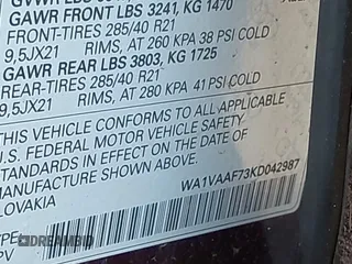2019 Audi Q7 Prestige с VIN WA1VAAF73KD042987, выставлен на аукционе IAAI как лот 41744318 с пробегом 52 581 миль миль и . История ставок и продаж доступна на DreamBid. Изображение 9.