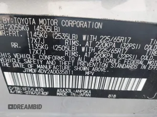 2010 Toyota RAV4 Limited with VIN JTMDF4DV2AD035811, listed as a IAAI auction lot 42384416 with Not provided miles and . Bid and sale history available at DreamBid. Image 9.