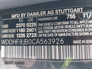 2012 Mercedes-Benz E 350 Luxury with VIN WDDHF8JB0CA563926, listed as a IAAI auction lot 42073792 with 108,703 mi miles and . Bid and sale history available at DreamBid. Image 9.