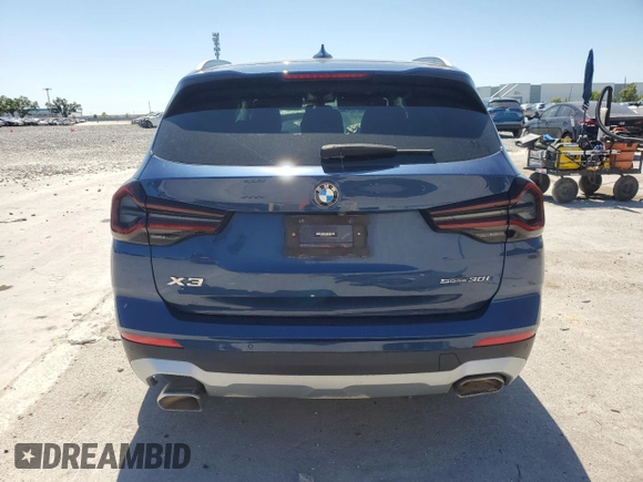 2022 BMW X3 sDrive30i with VIN WBX47DP0XNN158398, listed as a Copart auction lot 49819095 with 53,816 mi miles and Non Repairable. Bid and sale history available at DreamBid. Image 6.