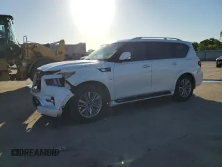 2019 Infiniti QX80 LUXE with VIN JN8AZ2NF9K9684004, listed as a Copart auction lot 51022145 with 35,454 mi miles and Salvage Title. Bid and sale history available at carsss.com. Image 1.
