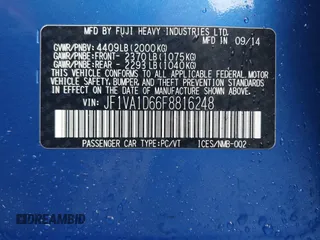 2015 Subaru WRX Premium with VIN JF1VA1D66F8816248, listed as a IAAI auction lot 41831732 with 123,048 mi miles. Bid and sale history available at carsss.com. Image 9.