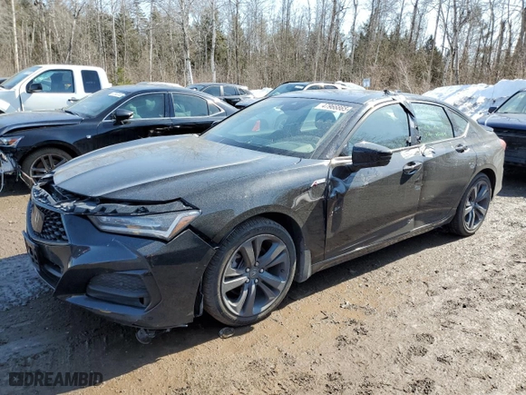 2023 Acura TLX w/A-Spec Package with VIN 19UUB6F58PA800035, listed as a Copart auction lot 47966865 with 35,977 mi miles and Salvage Title. Bid and sale history available at carsss.com. Image 1.