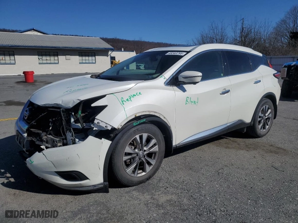 2018 Nissan Murano SL with VIN 5N1AZ2MH6JN190179, listed as a Copart auction lot 48340295 with 44,502 mi miles and Salvage Title. Bid and sale history available at carsss.com. Image 1.