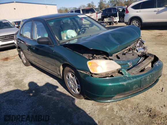 2001 Honda Civic DX with VIN 2HGES16231H525518, listed as a Copart auction lot 80612734 with 185,661 mi miles and Salvage Title. Bid and sale history available at carsss.com. Image 4.