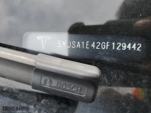 2016 Tesla Model S 90D with VIN 5YJSA1E42GF129442, listed as a Copart auction lot 54443454 with 0 mi miles. Bid and sale history available at carsss.com. Image 12.