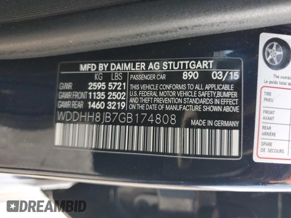 2016 Mercedes-Benz E-Class E 350 Luxury with VIN WDDHH8JB7GB174808, listed as a Copart auction lot 66419884 with 77,655 mi miles and Salvage Title. Bid and sale history available at carsss.com. Image 15.