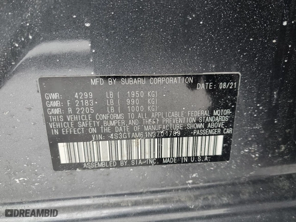 2022 Subaru Impreza Sport with VIN 4S3GTAM61N3701789, listed as a Copart auction lot 43802055 with 26,982 mi miles and Salvage Title. Bid and sale history available at carsss.com. Image 12.