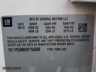 2013 Chevrolet Malibu ECO with VIN 1G11F5SR6DF154266, listed as a Copart auction lot 45195025 with 46,877 mi miles and Non Repairable. Bid and sale history available at carsss.com. Image 12.