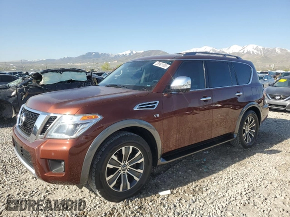 2018 Nissan Armada SL with VIN JN8AY2NC1J9557769, listed as a Copart auction lot 53961105 with 55,678 mi miles and Salvage Title. Bid and sale history available at carsss.com. Image 1.