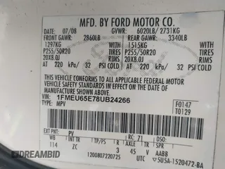 2008 Ford Explorer Limited with VIN 1FMEU65E78UB24266, listed as a IAAI auction lot 42425609 with 165,073 mi miles and . Bid and sale history available at DreamBid. Image 9.