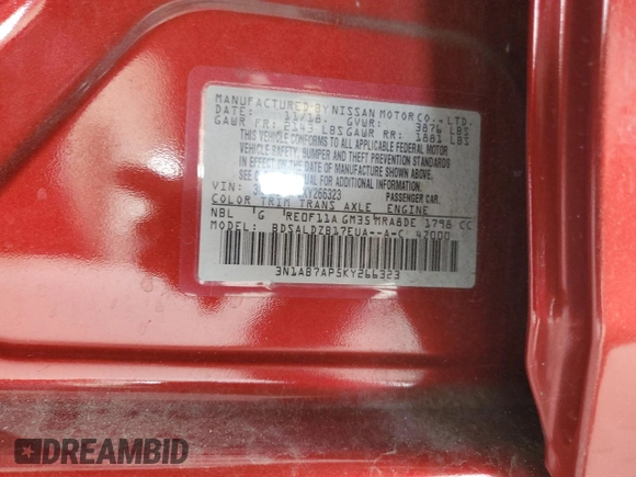 2019 Nissan Sentra SV with VIN 3N1AB7AP5KY266323, listed as a Copart auction lot 52621595 with 100,556 mi miles and Salvage Title. Bid and sale history available at DreamBid. Image 15.
