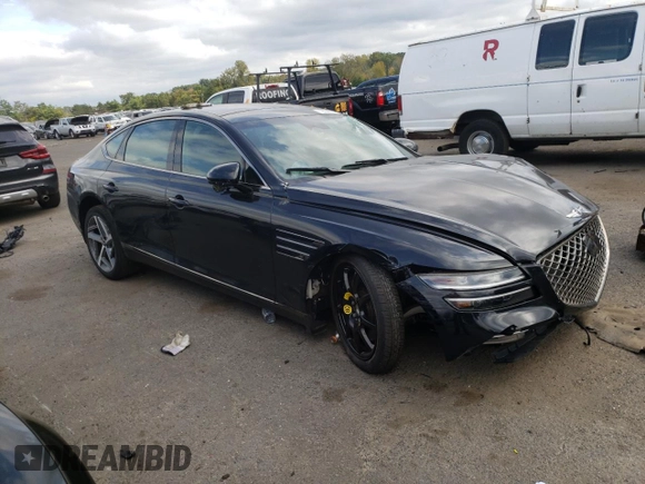 2023 Genesis G80 2.5T with VIN KMTGA4SC5PU152905, listed as a Copart auction lot 72038584 with 12,485 mi miles and Salvage Title. Bid and sale history available at carsss.com. Image 4.