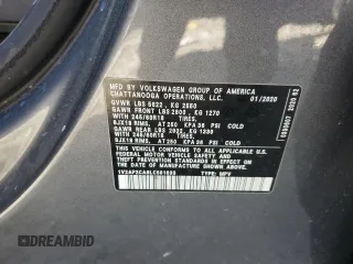 2020 Volkswagen Atlas S with VIN 1V2AP2CA9LC501633, listed as a Copart auction lot 75040264 with 104,853 mi miles and Salvage title. Bid and sale history available at DreamBid. Image 14.