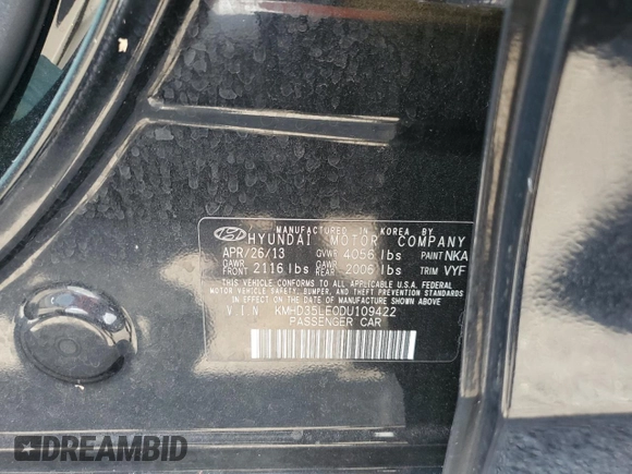 2013 Hyundai Elantra GT with VIN KMHD35LE0DU109422, listed as a Copart auction lot 75534324 with 0 mi miles and Salvage Title. Bid and sale history available at carsss.com. Image 13.