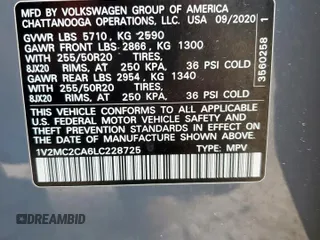 2020 Volkswagen Atlas SEL with VIN 1V2MC2CA6LC228725, listed as a Copart auction lot 59419645 with 61,508 mi miles and Clean title. Bid and sale history available at DreamBid. Image 13.