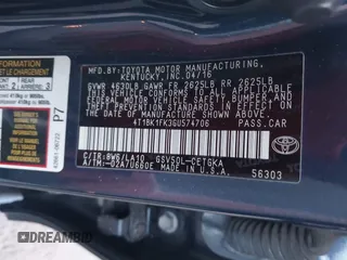 2016 Toyota Camry XSE with VIN 4T1BK1FK3GU574706, listed as a IAAI auction lot 40756067 with 51,599 mi miles. Bid and sale history available at carsss.com. Image 9.