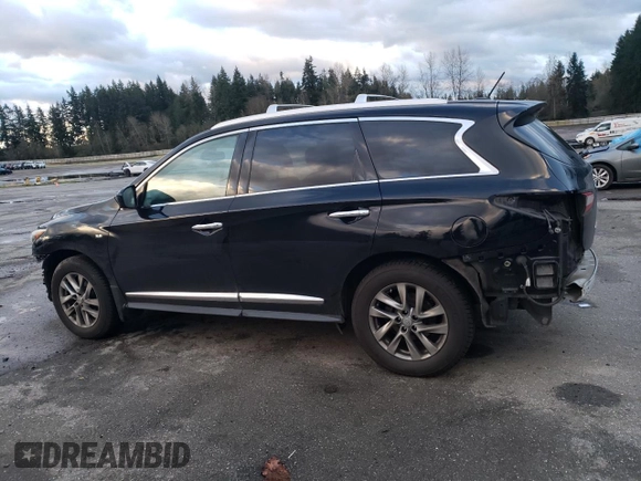 2014 Infiniti QX60 with VIN 5N1AL0MM2EC520730, listed as a Copart auction lot 81317454 with 133,627 mi miles and Salvage Title. Bid and sale history available at carsss.com. Image 2.