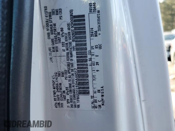 2002 Ford Econoline Passenger XL с VIN 1FBSS31L52HA44517, выставлен на аукционе Copart как лот 42819185 с пробегом 148 064 миль миль и На запчасти • Non repairable. История ставок и продаж доступна на DreamBid. Изображение 13.