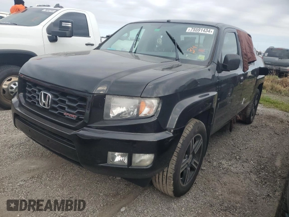 2013 Honda Ridgeline Sport with VIN 5FPYK1F7XDB017488, listed as a Copart auction lot 75591434 with 0 mi miles and Salvage Title. Bid and sale history available at carsss.com. Image 1.