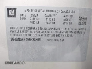 2014 Buick Regal Premium I z VIN 2G4GN5EX4E9323866, wystawiony jako IAAI lot #42072914 z przebiegiem Nie podano mil oraz . Historia ofert i sprzedaży dostępna na DreamBid. Obrazek 9.