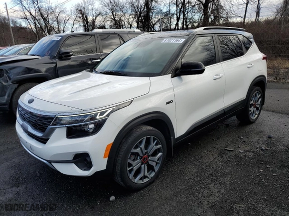 2021 Kia Seltos S with VIN KNDEUCA2XM7077824, listed as a Copart auction lot 50165405 with NaN miles and Salvage Title. Bid and sale history available at carsss.com. Image 1.