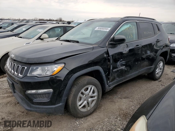 2021 Jeep Compass Sport with VIN 3C4NJDAB8MT554681, listed as a Copart auction lot 50680095 with 19,750 mi miles and Salvage title. Bid and sale history available at DreamBid. Image 1.
