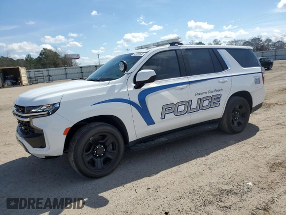 2021 Chevrolet Tahoe Commercial with VIN 1GNSCLEDXMR478268, listed as a Copart auction lot 47099545 with 33,376 mi miles and Non Repairable. Bid and sale history available at carsss.com. Image 1.