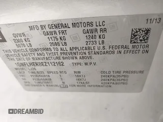 2014 Chevrolet Equinox LTZ with VIN 1GNFLHEK8EZ112162, listed as a IAAI auction lot 41690738 with 141,722 mi miles. Bid and sale history available at carsss.com. Image 9.
